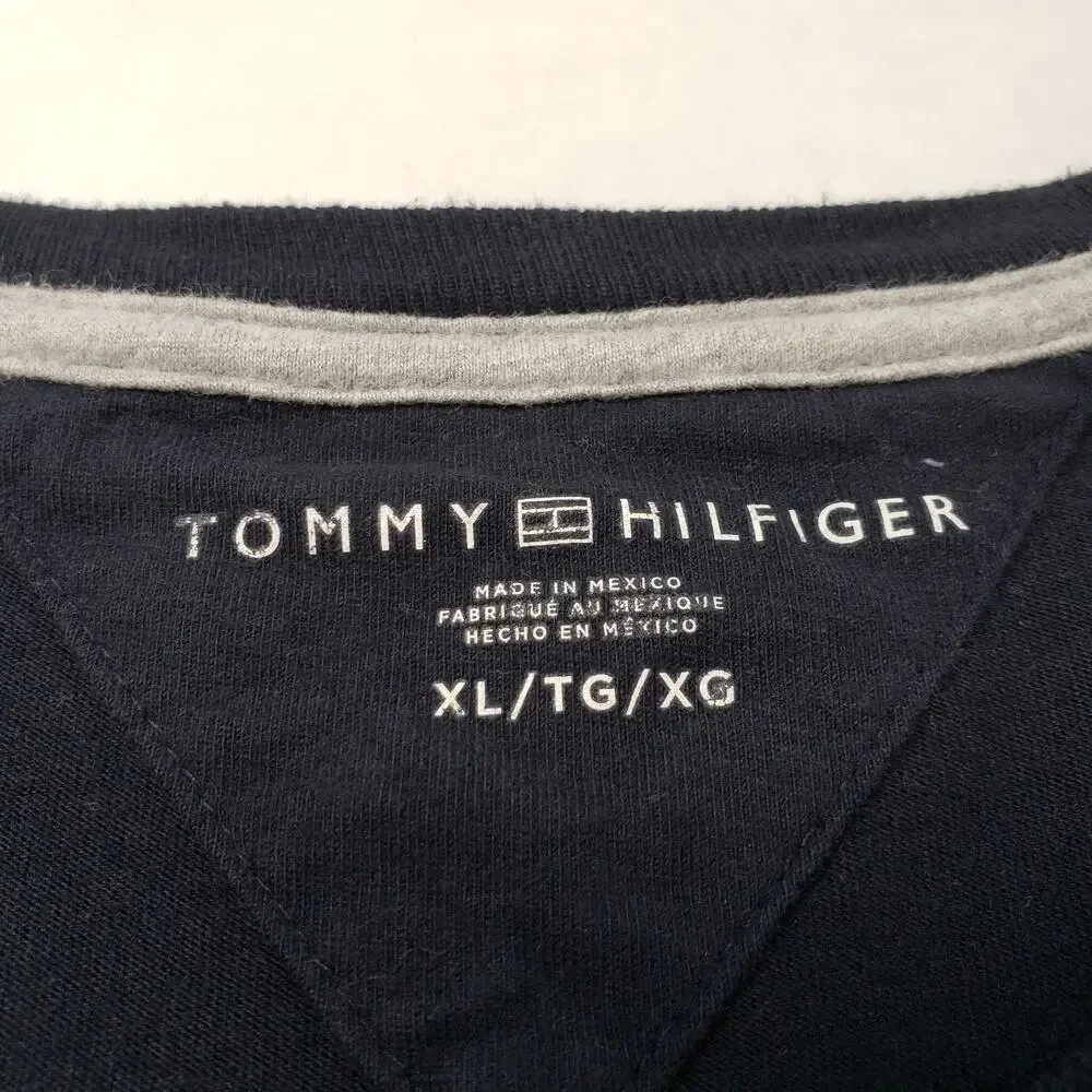 Tommy Hilfiger T-Shirt Mens XL Blue Logo Short Sleeve Crew Neck Graphic Tee Flag - Picture 3 of 16
